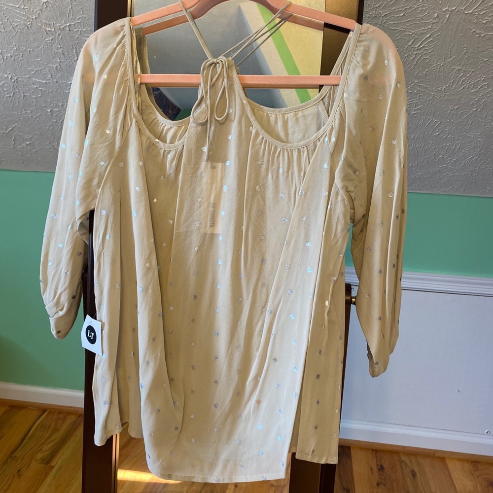 BB Dakota Cream Beige Chic Off Shoulder Top Size L